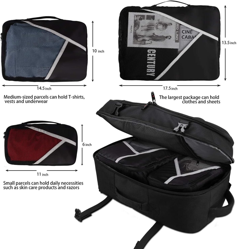 40L de bagagem aprovada para voos Carry On Resistente à água Saco de fim de semana para laptop de 17 polegadas