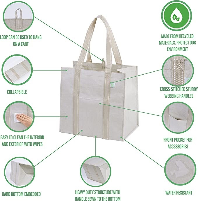 Saco de compras de lona pesada com bolsos com fechadura Codycross Mercadorias Eco-friendly