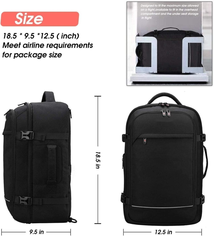 40L de bagagem aprovada para voos Carry On Resistente à água Saco de fim de semana para laptop de 17 polegadas