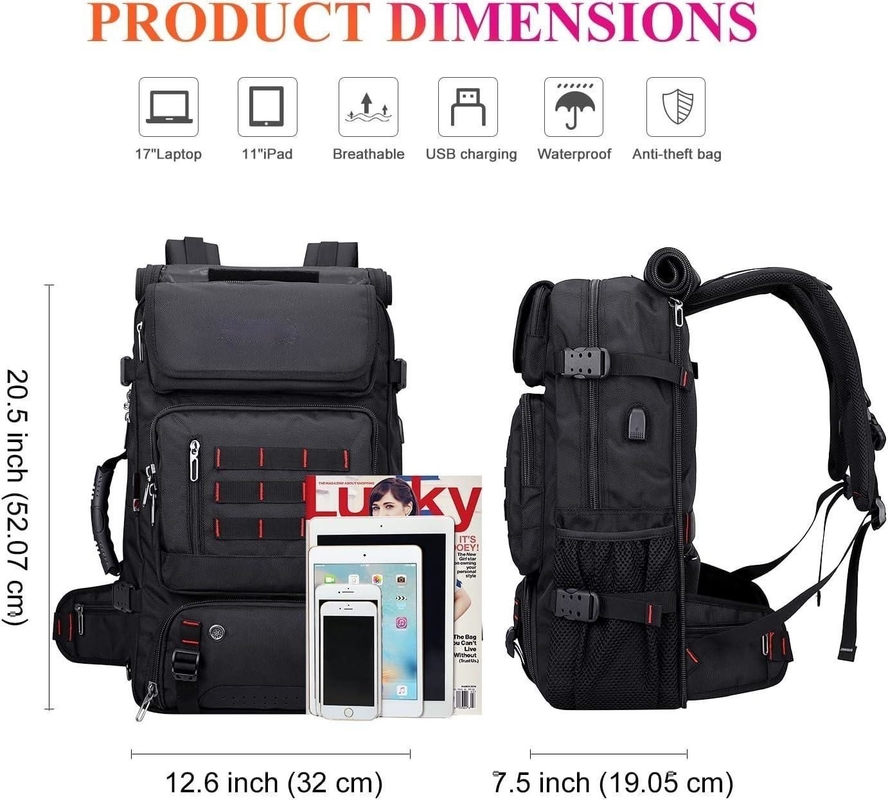 Bolsas de avião de cabine preto de grande capacidade de nylon personalizáveis para homens