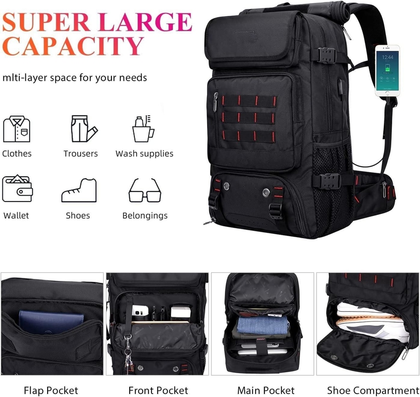 Bolsas de avião de cabine preto de grande capacidade de nylon personalizáveis para homens