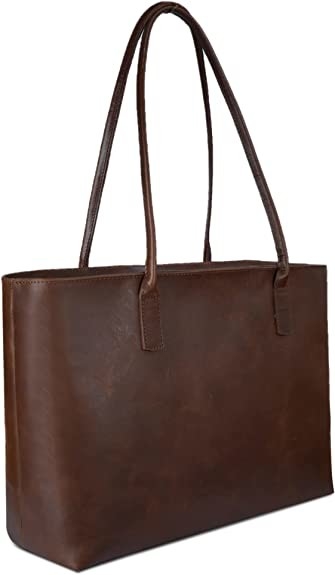 Mochila de computador de couro laptop Tote Bag, 16x21 Mochila de escritório de trabalho