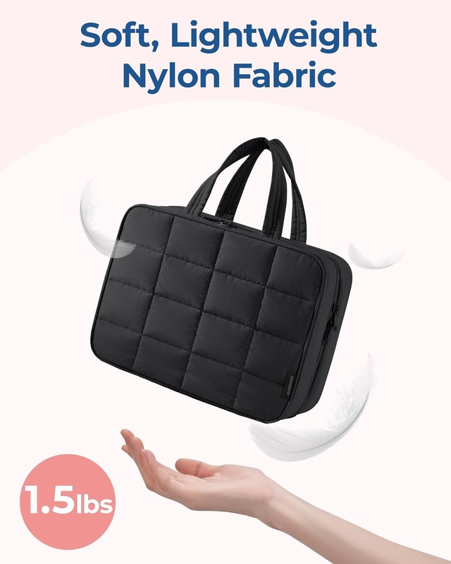 Negro Acessórios de viagem de mão grande Essenciais Maquiagem inchada Bolsa de viagem cosmética personalizada com organizador de jóias