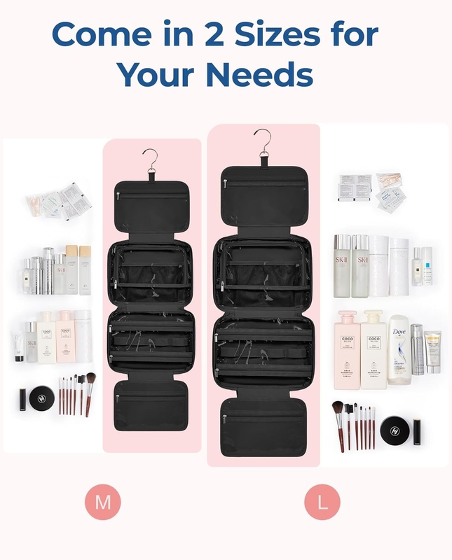 Negro Acessórios de viagem de mão grande Essenciais Maquiagem inchada Bolsa de viagem cosmética personalizada com organizador de jóias