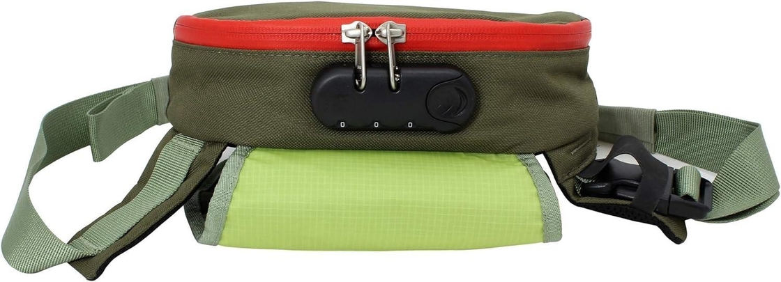 Saco de viagem à prova de odor de fibra de carbono ativada de cor verde com fechadura para homens mulheres