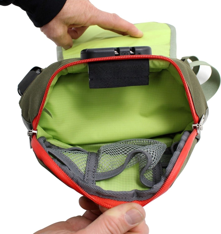 Saco de viagem à prova de odor de fibra de carbono ativada de cor verde com fechadura para homens mulheres
