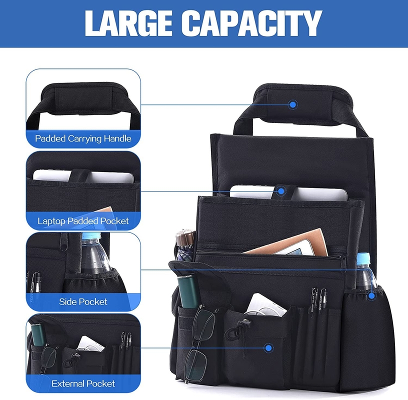 Saco organizador do porta-bagagens armazenamento banco traseiro dianteiro com saco refrigerador removível 12,8 x 4,7 x 17,2 