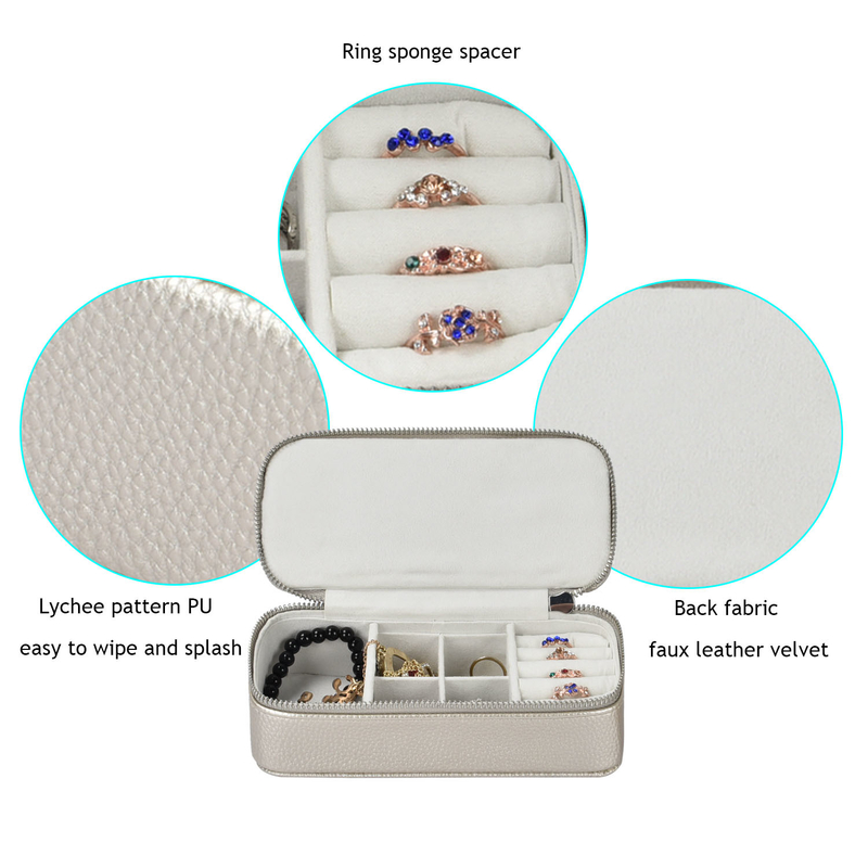 Maquiagem Bolsos de Jóias Caixa PU Couro de Viagem Portátil 7x3.15x1.97