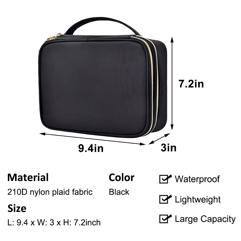 Saco grande de guarda de jóias Viagem de camada dupla grande 210D Nylon 9.4x3x7.2 