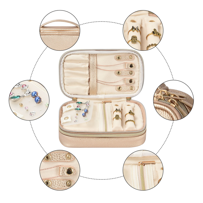 OEM 2 camadas Bolsa de Jóias de Armazenamento Bolsas Organizador Bolsa Brinco Bolsa de Viagem 7x2.4x3.9