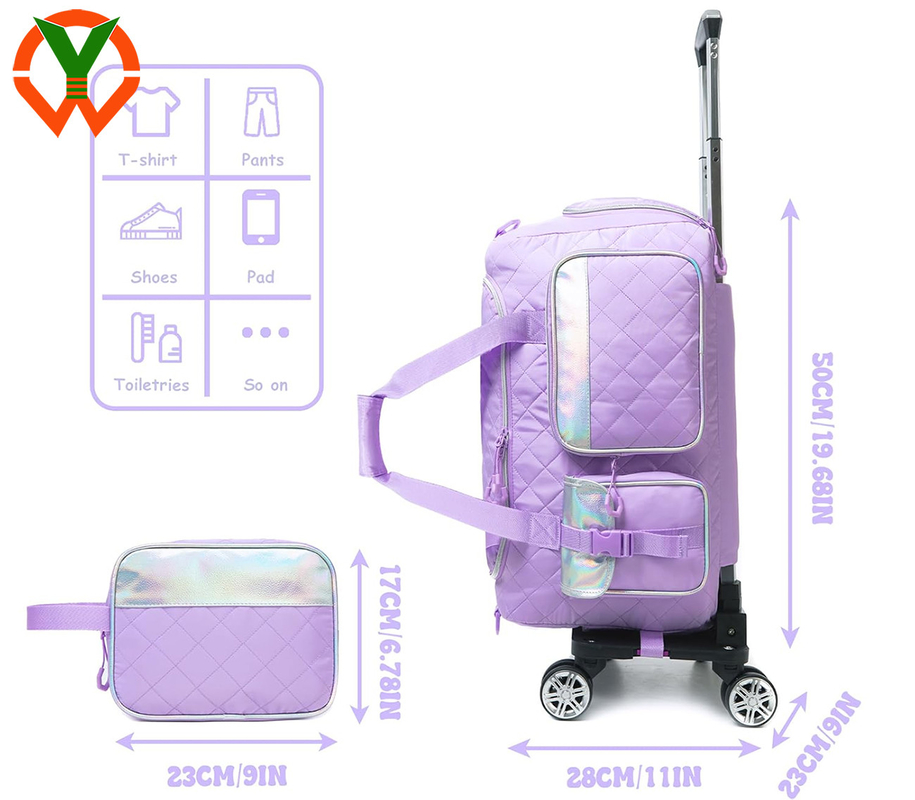 Saco de moda feminino com rodas Saco de noite com compartimento de calçado para viagens