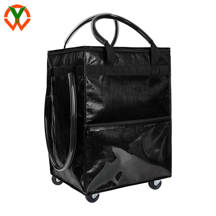 Carrinho de compras reutilizável em PP com grande capacidade Saco de compras dobrável impermeável para viagens de compras