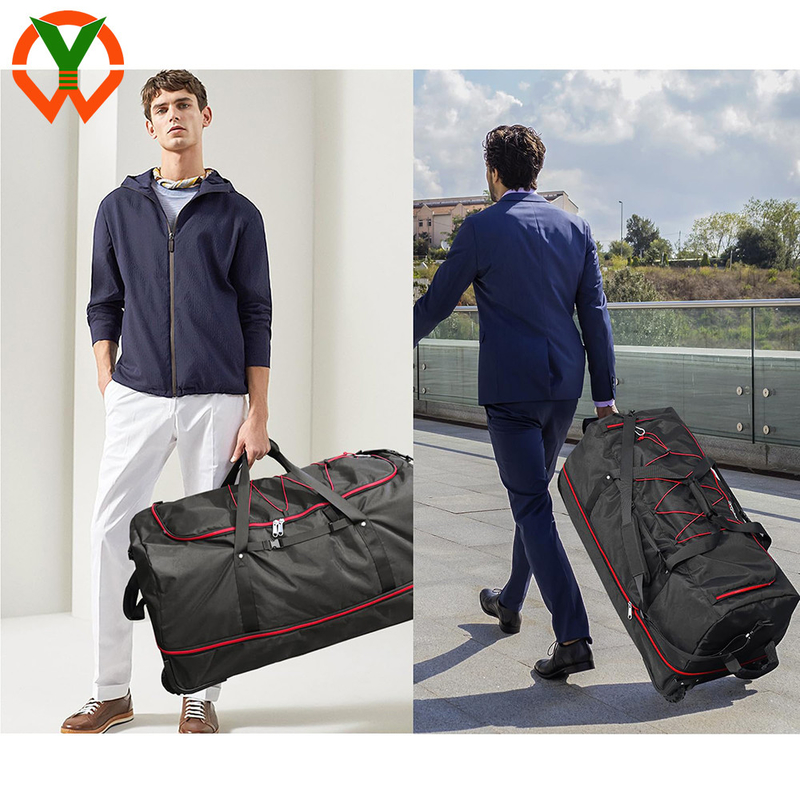 120L/140L Roda de borracha dupla de viagem dobrável Saco de duffel e vários bolsos e compartimentos